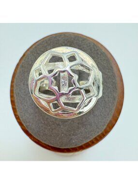 Open Star & Heart Design Split Shoulders Ring Sterling Silver 925 Size 8.5